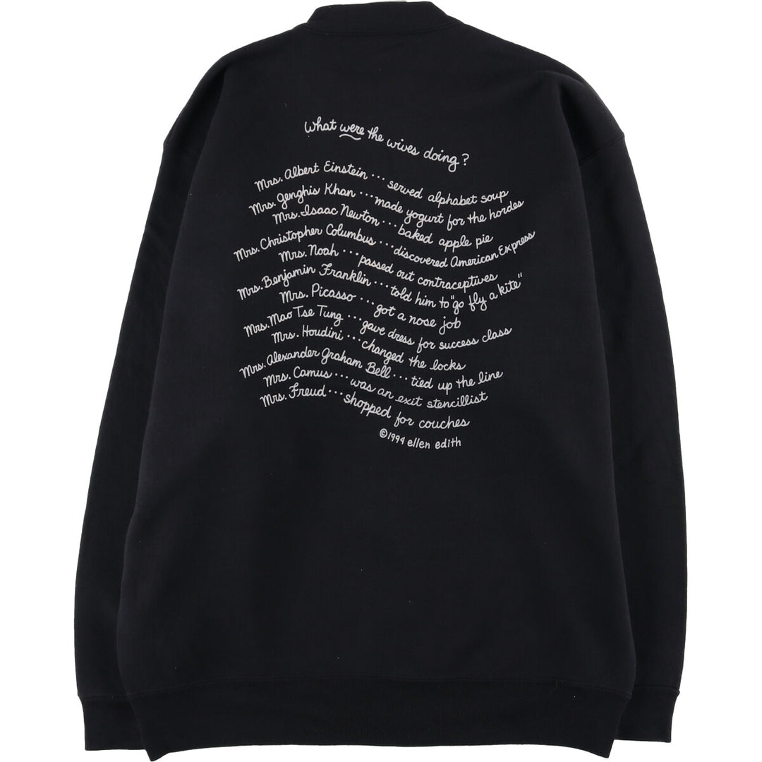 90'S ONEITA Vintage Printed Sweatshirt, Made in USA, Men's Size L cotton black type Vintage Second Hand