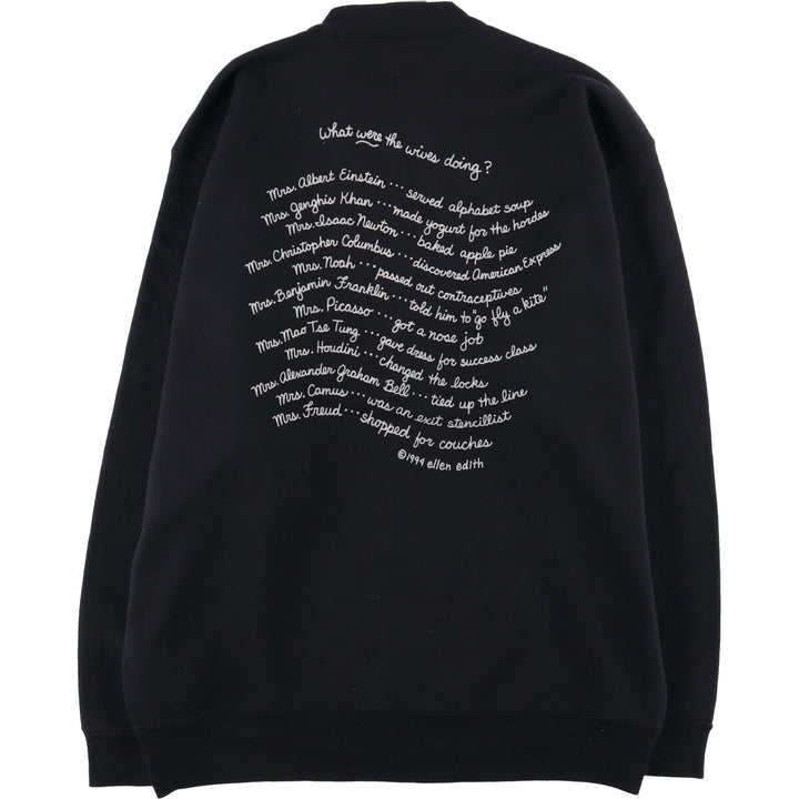 90'S ONEITA Vintage Printed Sweatshirt, Made in USA, Men's Size L cotton black type Vintage Second Hand