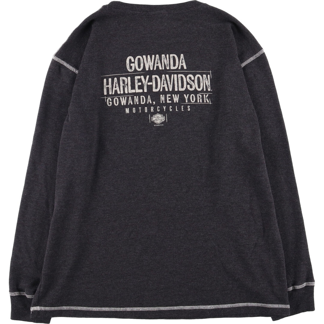 Harley-Davidson Eagle Pattern Thermal Long T-Shirt, Men's Size XL cotton Charcoal Vintage Second Hand
