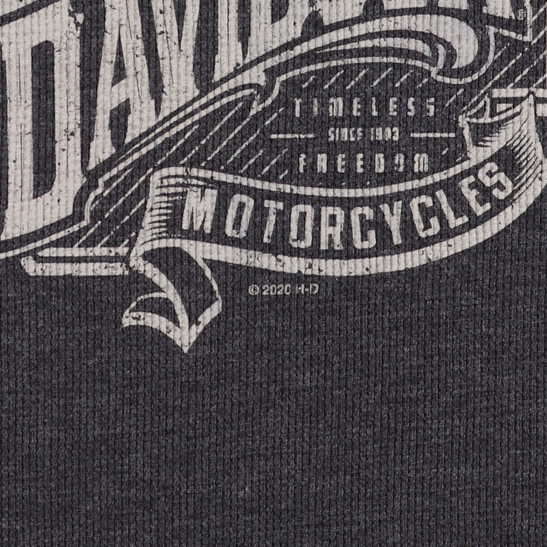 Harley-Davidson Eagle Pattern Thermal Long T-Shirt, Men's Size XL cotton Charcoal Vintage Second Hand