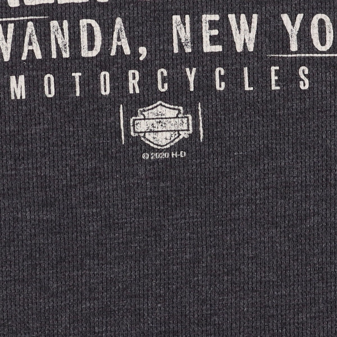 Harley-Davidson Eagle Pattern Thermal Long T-Shirt, Men's Size XL cotton Charcoal Vintage Second Hand