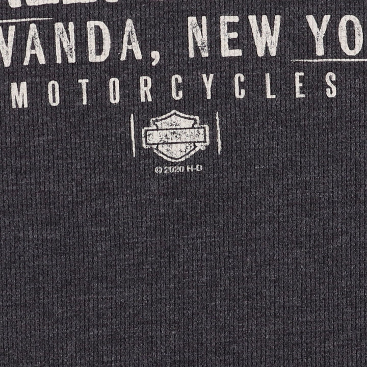 Harley-Davidson Eagle Pattern Thermal Long T-Shirt, Men's Size XL cotton Charcoal Vintage Second Hand
