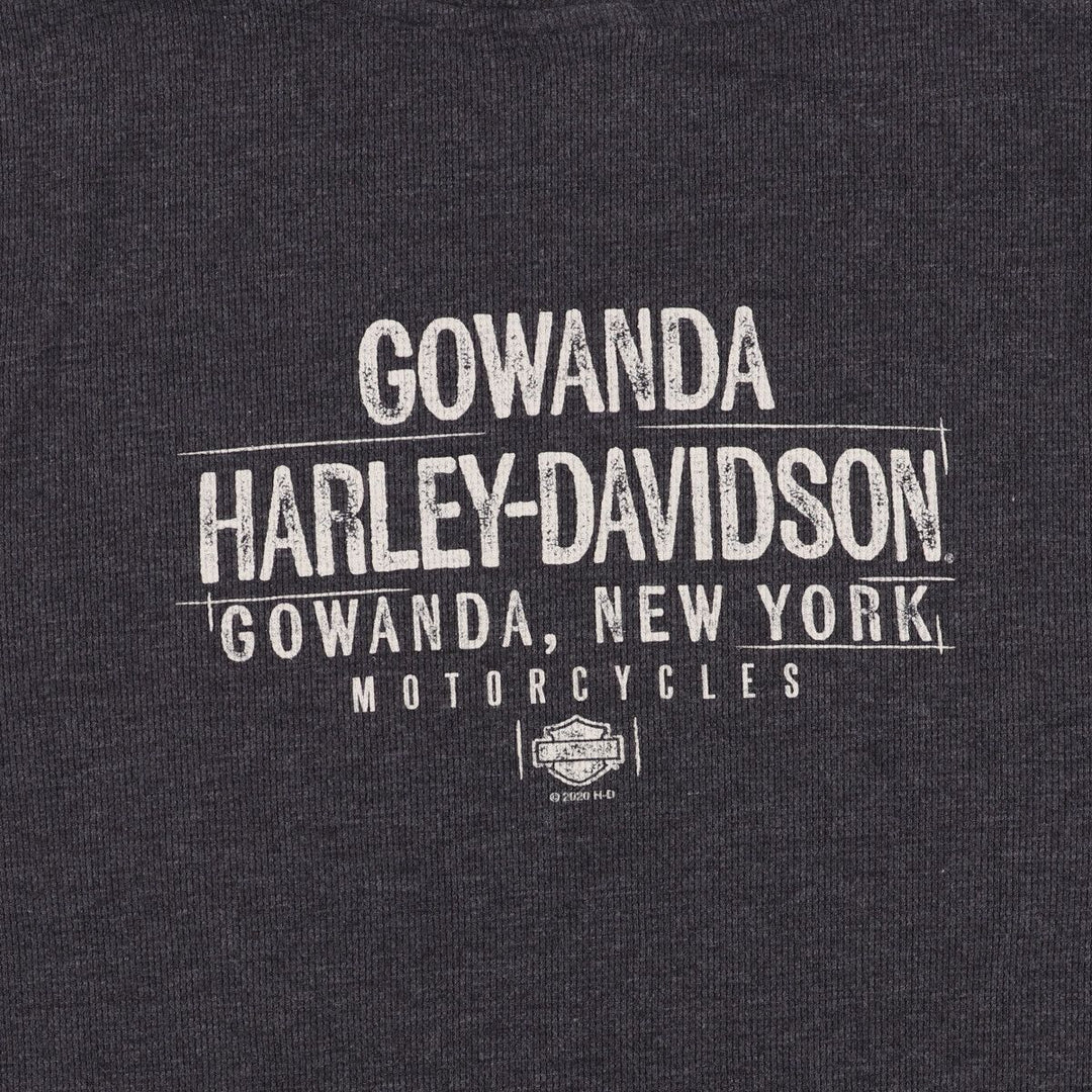 Harley-Davidson Eagle Pattern Thermal Long T-Shirt, Men's Size XL cotton Charcoal Vintage Second Hand