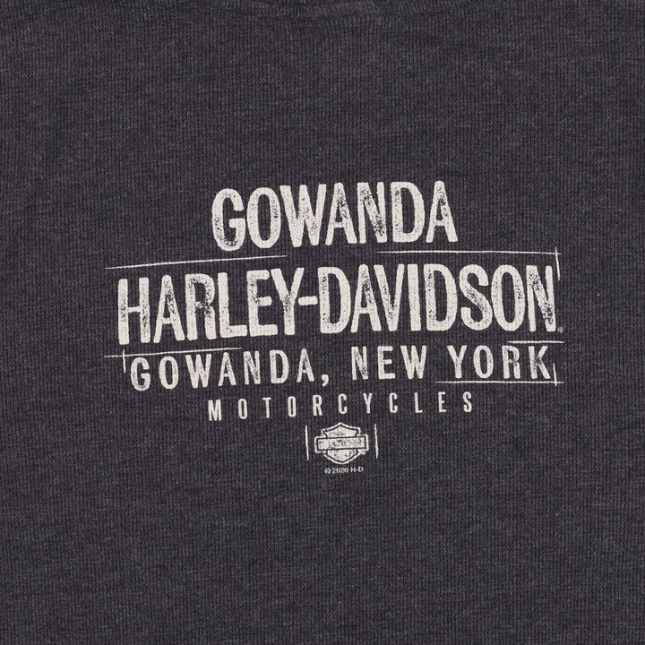 Harley-Davidson Eagle Pattern Thermal Long T-Shirt, Men's Size XL cotton Charcoal Vintage Second Hand