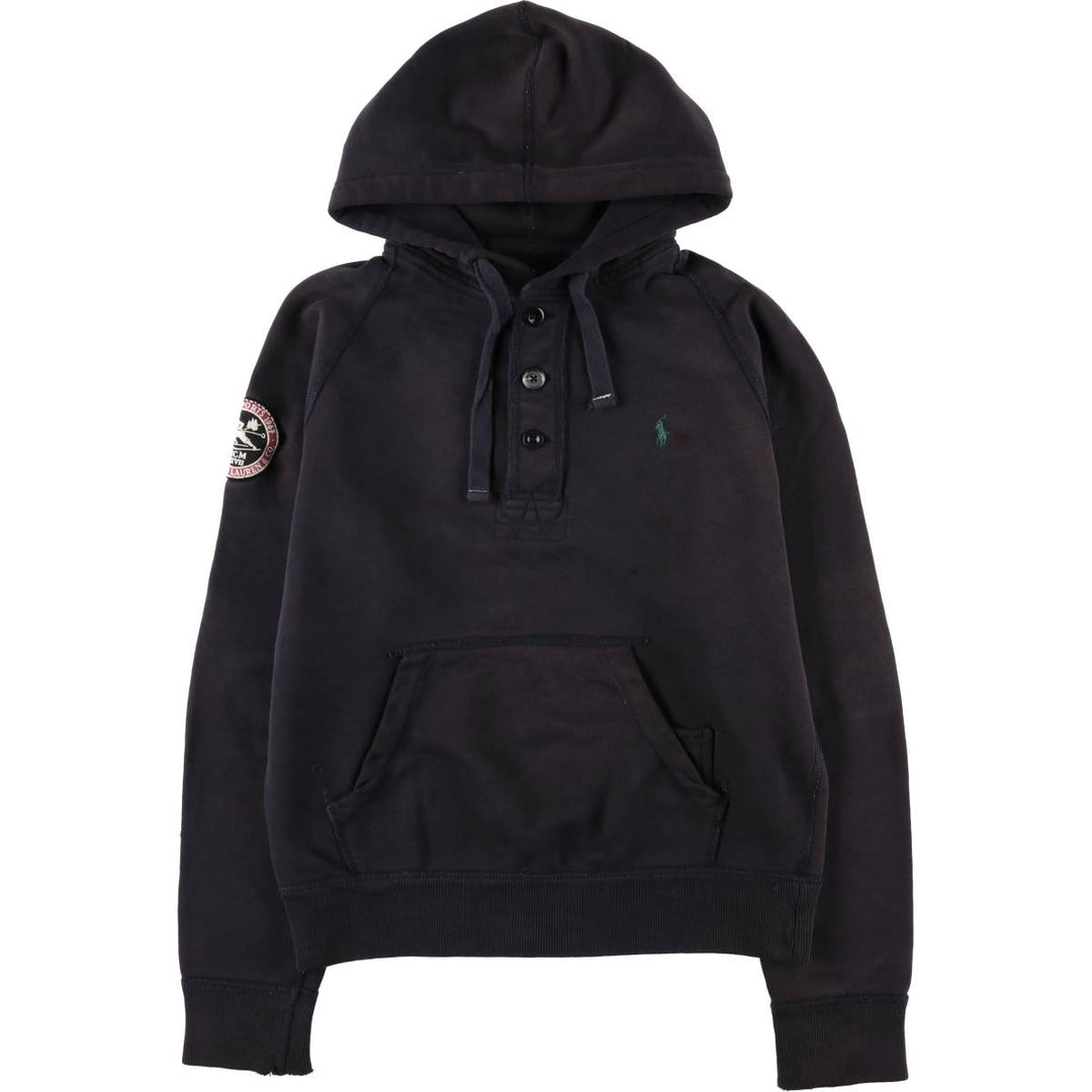 Ralph Lauren POLO by Ralph Lauren half-button sweatshirt pullover hoodie, men's size M cotton navy blue type Vintage Second Hand