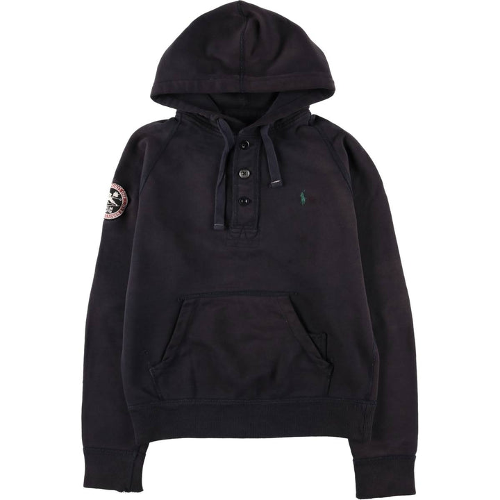 Ralph Lauren POLO by Ralph Lauren half-button sweatshirt pullover hoodie, men's size M cotton navy blue type Vintage Second Hand