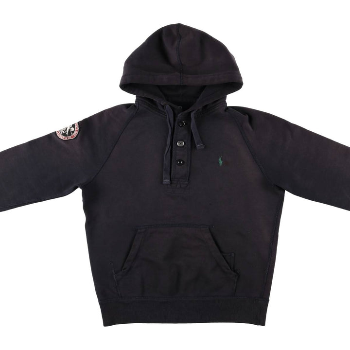 Ralph Lauren POLO by Ralph Lauren half-button sweatshirt pullover hoodie, men's size M cotton navy blue type Vintage Second Hand