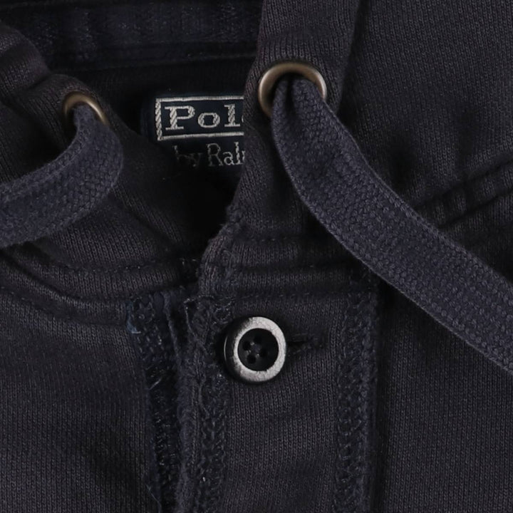 Ralph Lauren POLO by Ralph Lauren half-button sweatshirt pullover hoodie, men's size M cotton navy blue type Vintage Second Hand