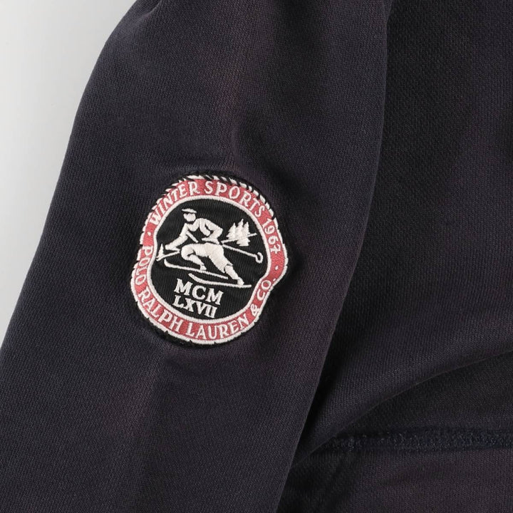 Ralph Lauren POLO by Ralph Lauren half-button sweatshirt pullover hoodie, men's size M cotton navy blue type Vintage Second Hand