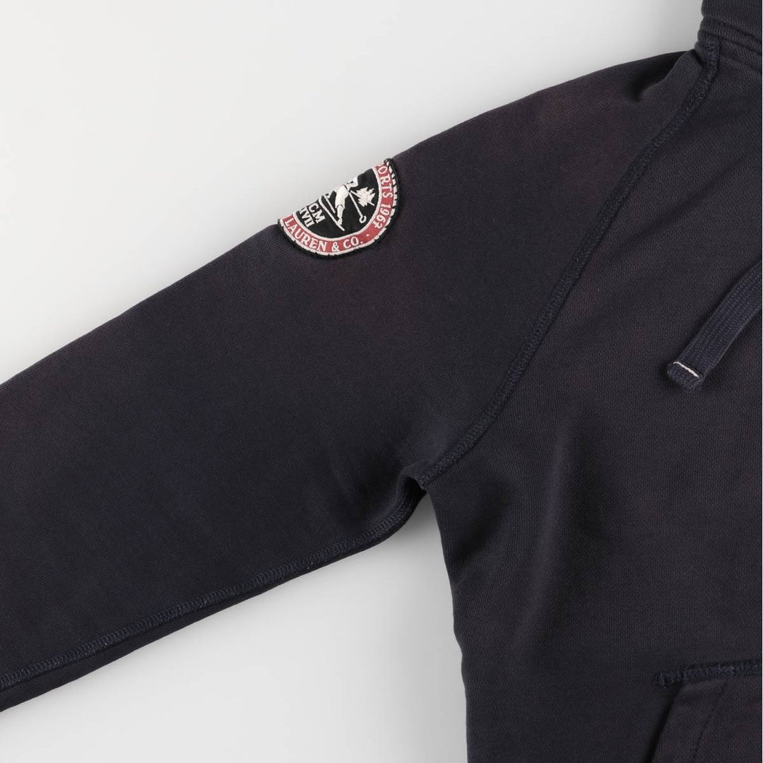 Ralph Lauren POLO by Ralph Lauren half-button sweatshirt pullover hoodie, men's size M cotton navy blue type Vintage Second Hand