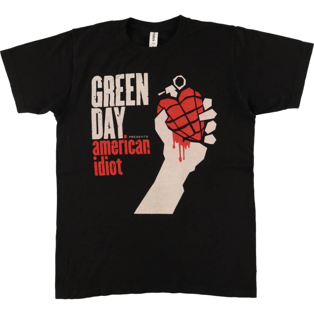 TULTEX GREEN DAY Green Day Band T-shirt Band Tee Men's M size cotton black type Vintage Second Hand