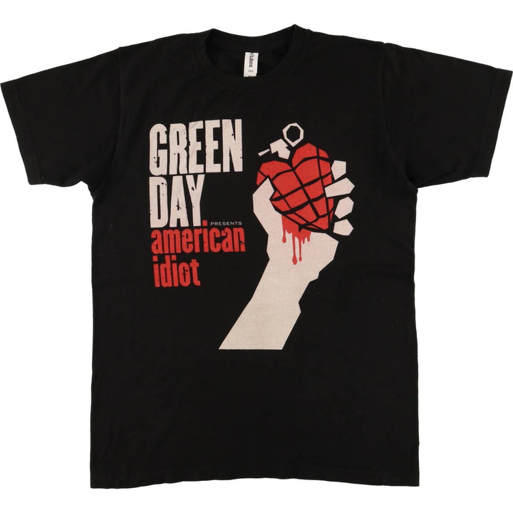 TULTEX GREEN DAY Green Day Band T-shirt Band Tee Men's M size cotton black type Vintage Second Hand