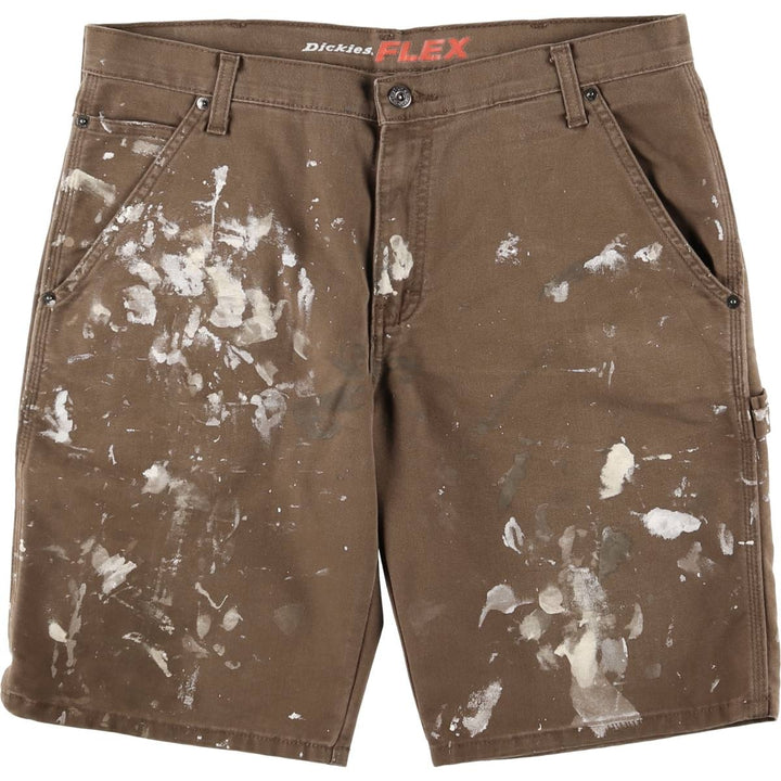Dickies FLEX REGULER Painted Duck Painter Shorts, Men's, Size W36 cotton brown type Vintage Second Hand