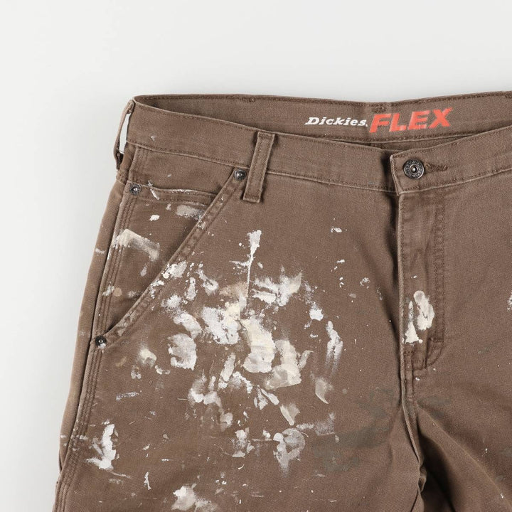 Dickies FLEX REGULER Painted Duck Painter Shorts, Men's, Size W36 cotton brown type Vintage Second Hand