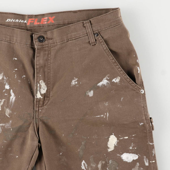 Dickies FLEX REGULER Painted Duck Painter Shorts, Men's, Size W36 cotton brown type Vintage Second Hand