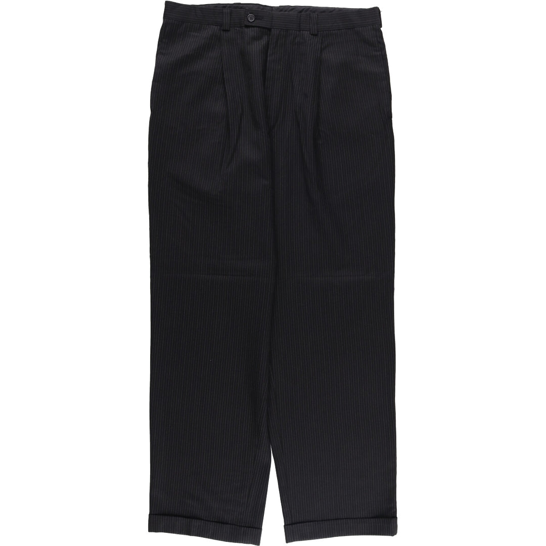 90s-00'S Calvin Klein Striped Pattern One-Tuck Slacks, Men's, Vintage, Size W35 unclear black type Vintage Second Hand