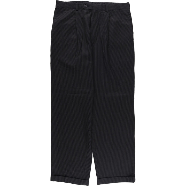 90s-00'S Calvin Klein Striped Pattern One-Tuck Slacks, Men's, Vintage, Size W35 unclear black type Vintage Second Hand