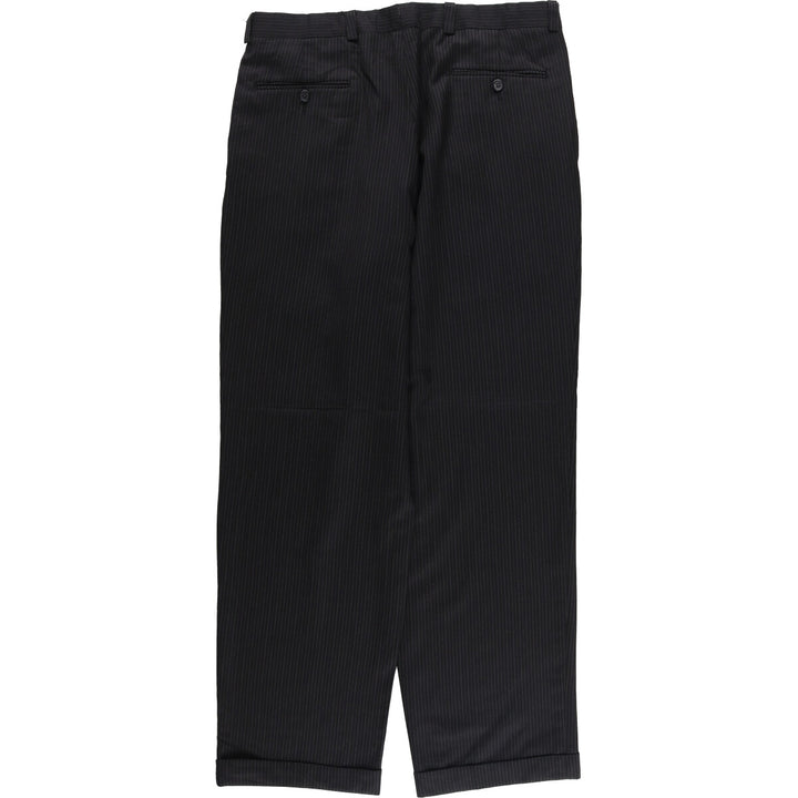 90s-00'S Calvin Klein Striped Pattern One-Tuck Slacks, Men's, Vintage, Size W35 unclear black type Vintage Second Hand
