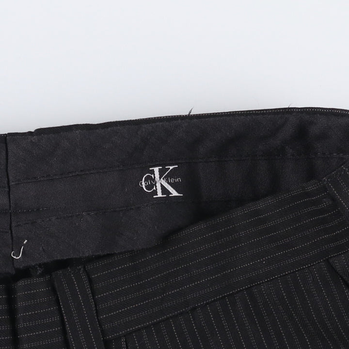 90s-00'S Calvin Klein Striped Pattern One-Tuck Slacks, Men's, Vintage, Size W35 unclear black type Vintage Second Hand