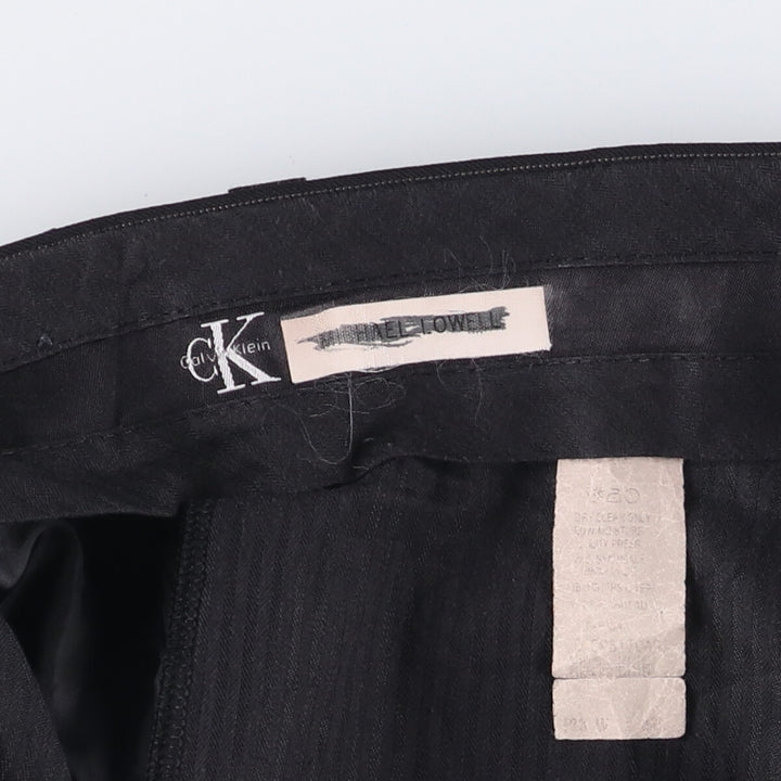 90s-00'S Calvin Klein Striped Pattern One-Tuck Slacks, Men's, Vintage, Size W35 unclear black type Vintage Second Hand