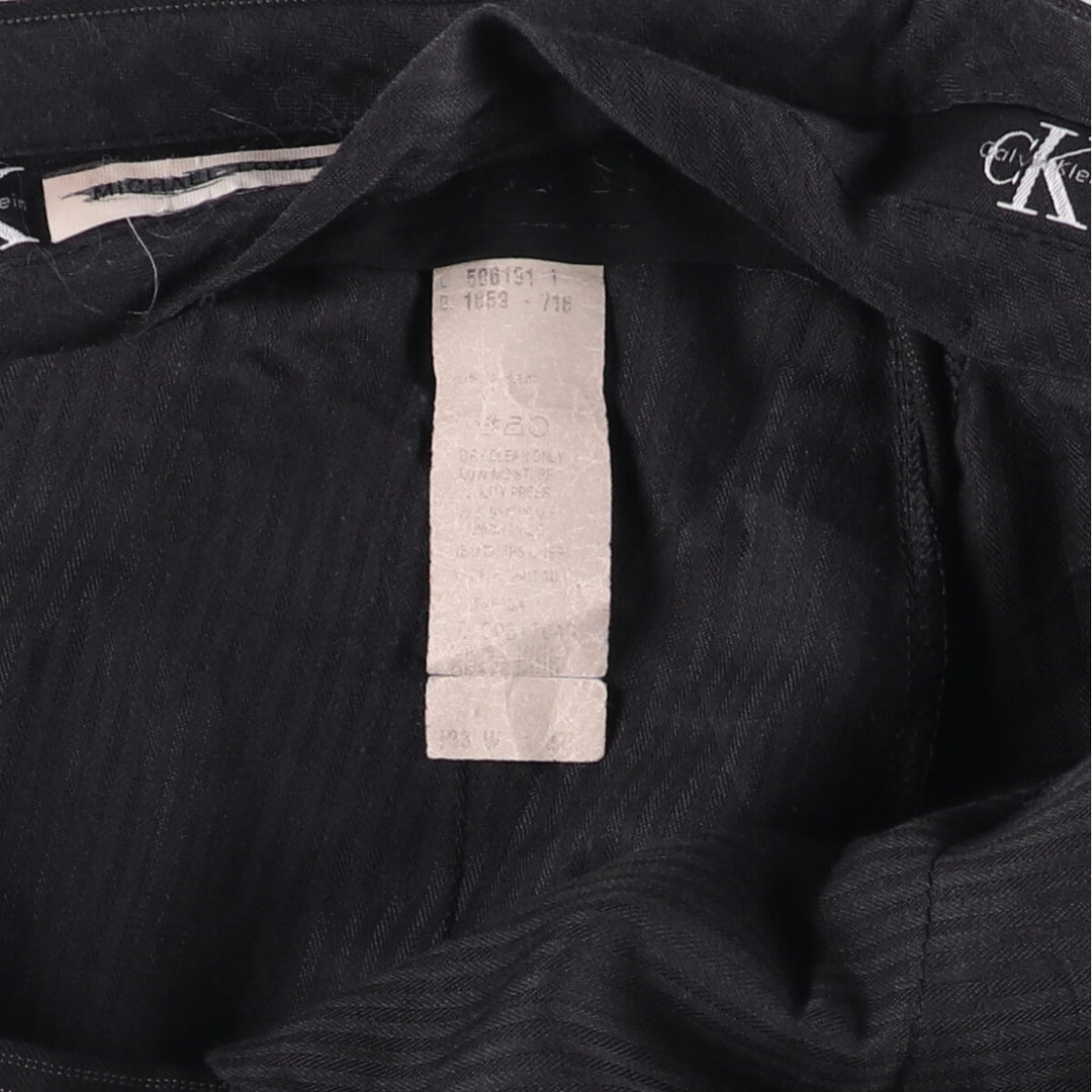 90s-00'S Calvin Klein Striped Pattern One-Tuck Slacks, Men's, Vintage, Size W35 unclear black type Vintage Second Hand