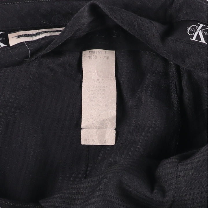 90s-00'S Calvin Klein Striped Pattern One-Tuck Slacks, Men's, Vintage, Size W35 unclear black type Vintage Second Hand