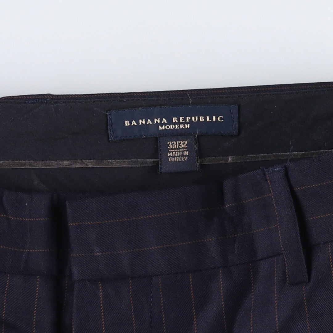 2000'S Banana Republic Striped Wool Pants, Men's Size 34 wool navy blue type Vintage Second Hand