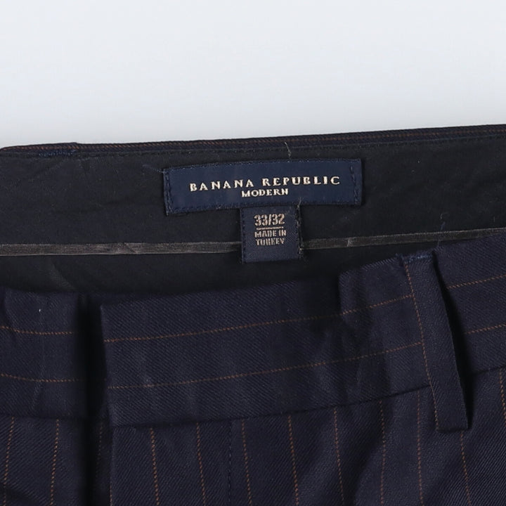 2000'S Banana Republic Striped Wool Pants, Men's Size 34 wool navy blue type Vintage Second Hand