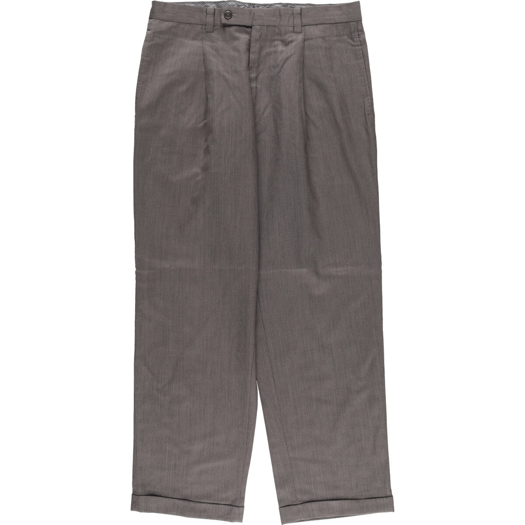 Calvin Klein One-Tuck Wool Pants, Men's Size W32 wool gray type Vintage Second Hand
