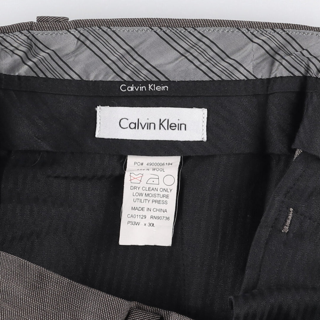 Calvin Klein One-Tuck Wool Pants, Men's Size W32 wool gray type Vintage Second Hand