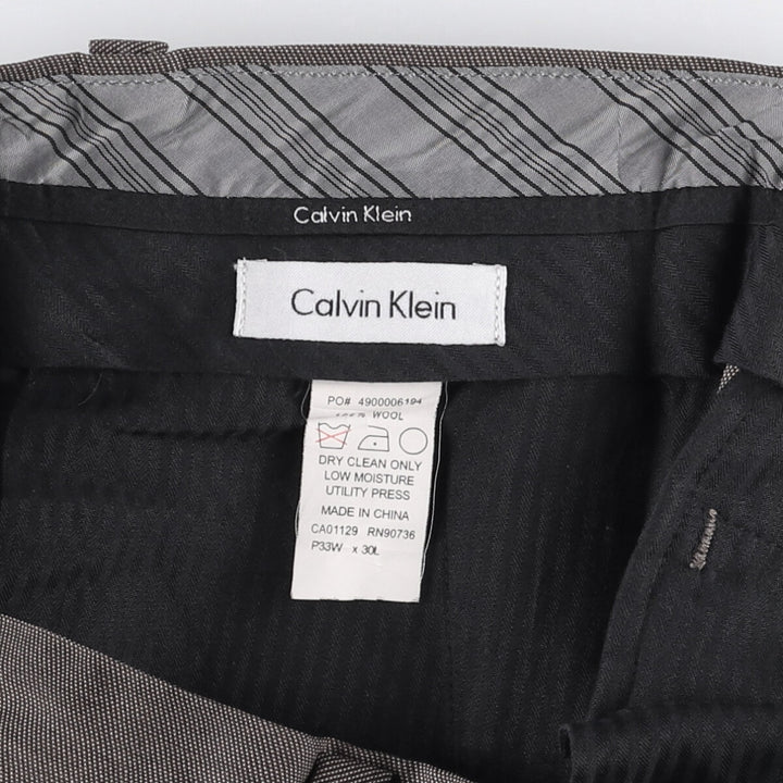 Calvin Klein One-Tuck Wool Pants, Men's Size W32 wool gray type Vintage Second Hand