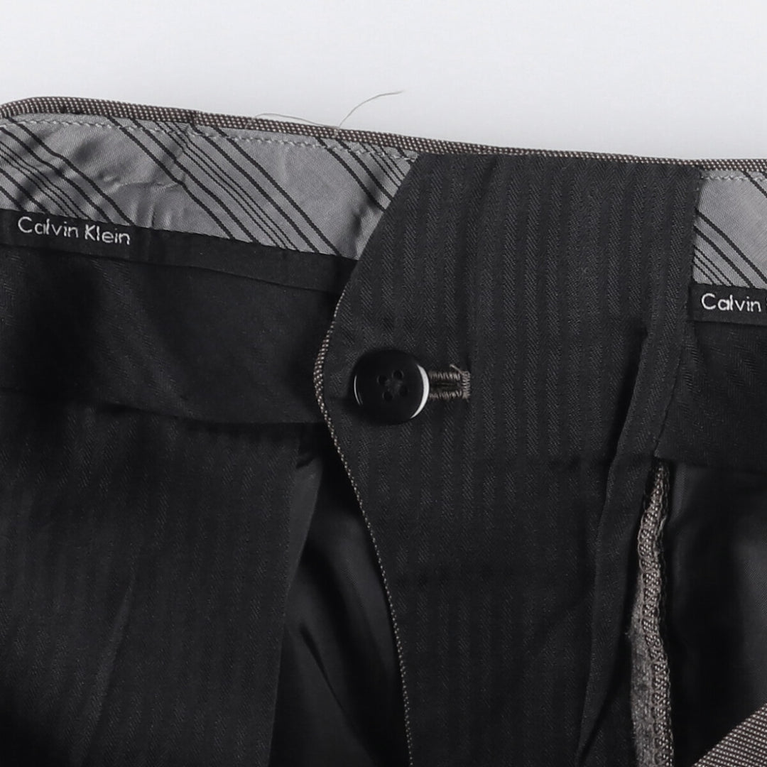 Calvin Klein One-Tuck Wool Pants, Men's Size W32 wool gray type Vintage Second Hand