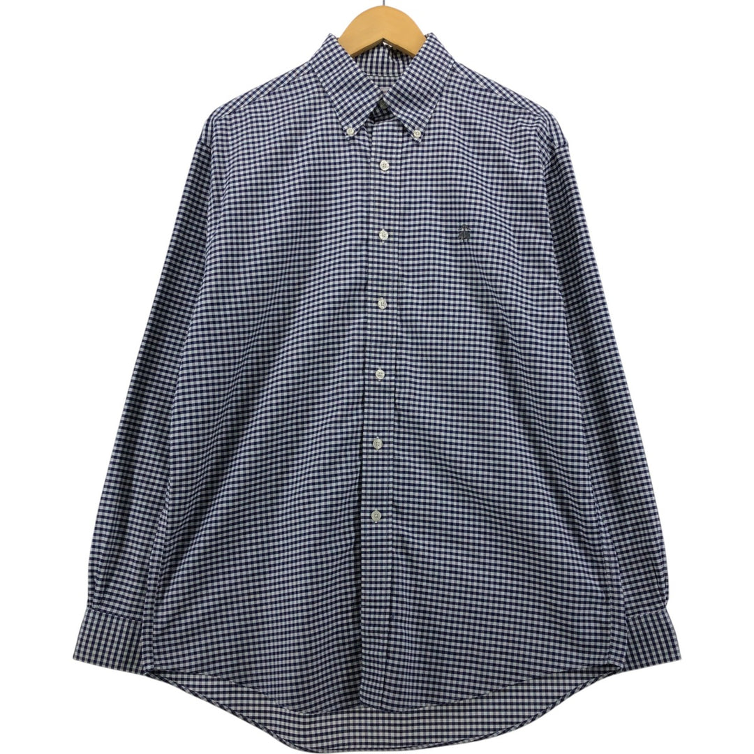 Brooks Brothers Est.1818 Long Sleeve Button-Down Check Shirt, Men's Size M Supima Cotton navy blue type Vintage Second Hand