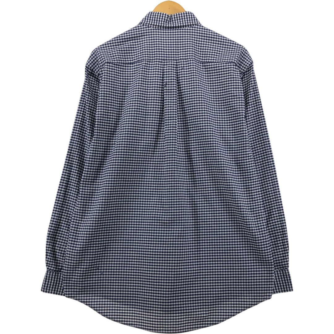 Brooks Brothers Est.1818 Long Sleeve Button-Down Check Shirt, Men's Size M Supima Cotton navy blue type Vintage Second Hand