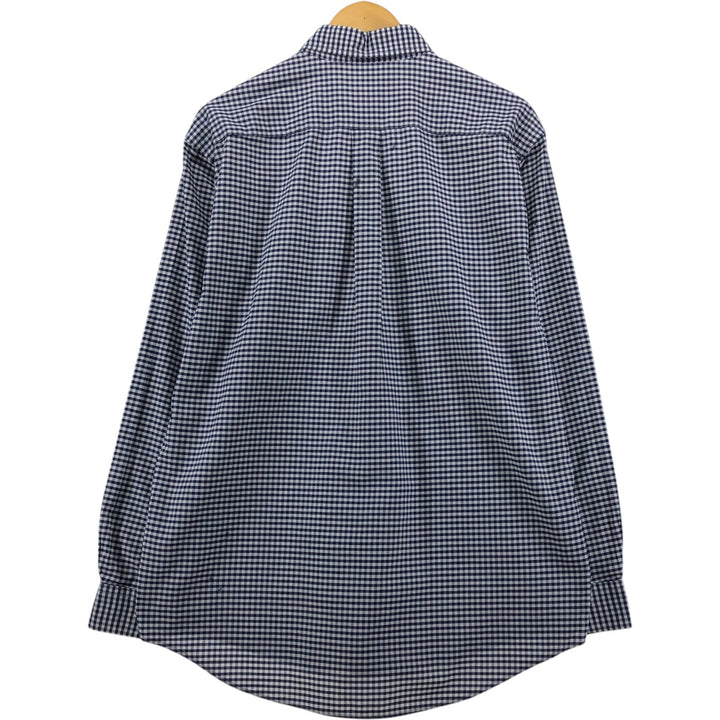 Brooks Brothers Est.1818 Long Sleeve Button-Down Check Shirt, Men's Size M Supima Cotton navy blue type Vintage Second Hand