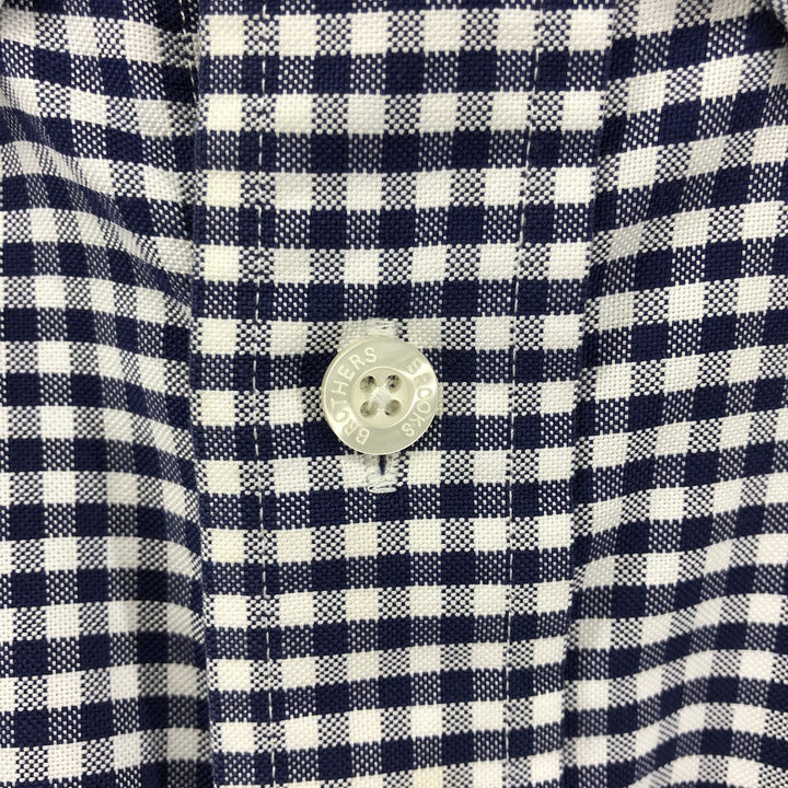 Brooks Brothers Est.1818 Long Sleeve Button-Down Check Shirt, Men's Size M Supima Cotton navy blue type Vintage Second Hand
