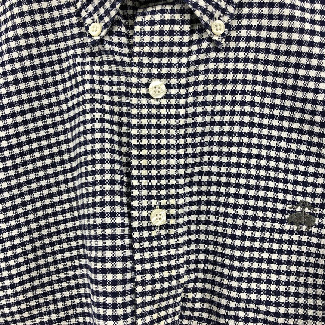 Brooks Brothers Est.1818 Long Sleeve Button-Down Check Shirt, Men's Size M Supima Cotton navy blue type Vintage Second Hand