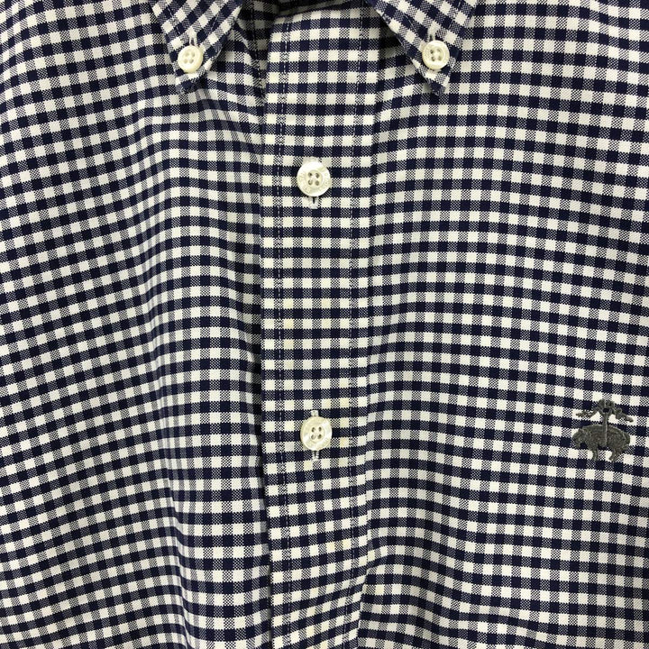 Brooks Brothers Est.1818 Long Sleeve Button-Down Check Shirt, Men's Size M Supima Cotton navy blue type Vintage Second Hand