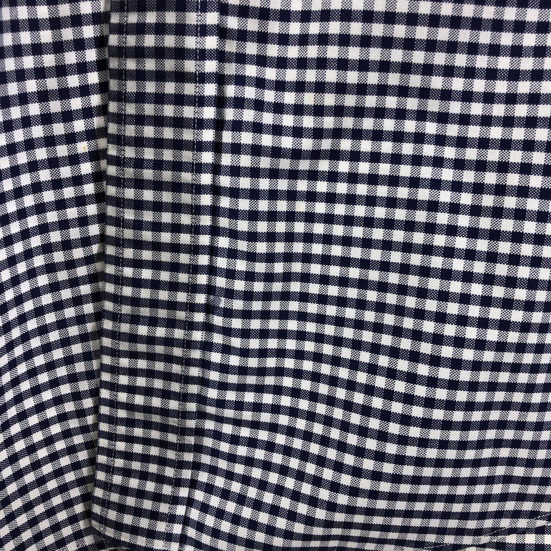 Brooks Brothers Est.1818 Long Sleeve Button-Down Check Shirt, Men's Size M Supima Cotton navy blue type Vintage Second Hand