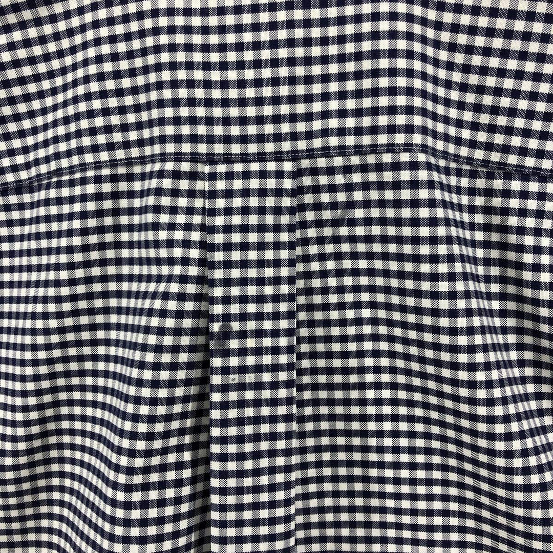 Brooks Brothers Est.1818 Long Sleeve Button-Down Check Shirt, Men's Size M Supima Cotton navy blue type Vintage Second Hand