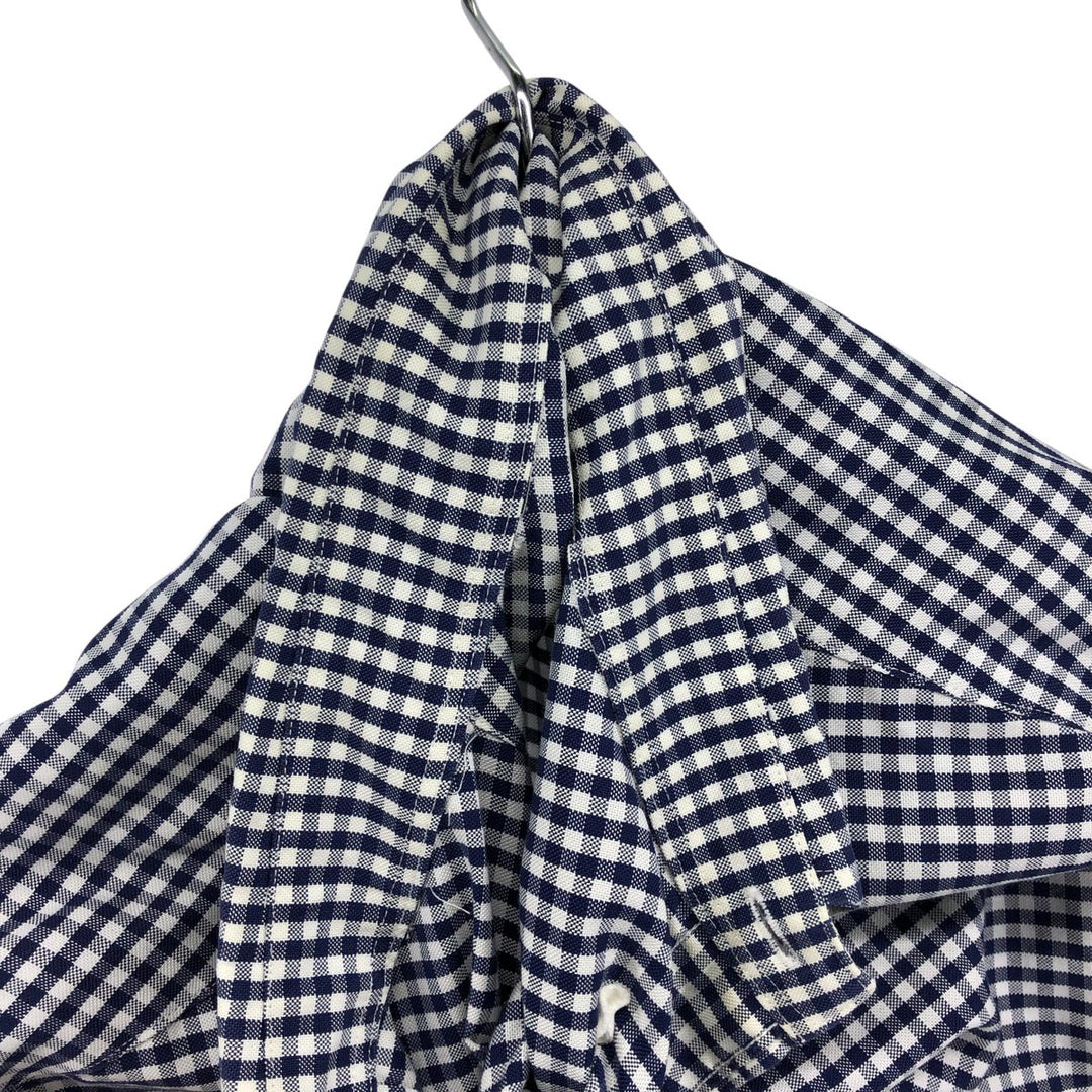 Brooks Brothers Est.1818 Long Sleeve Button-Down Check Shirt, Men's Size M Supima Cotton navy blue type Vintage Second Hand