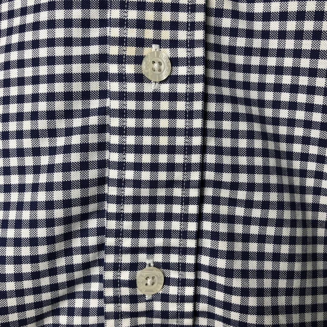 Brooks Brothers Est.1818 Long Sleeve Button-Down Check Shirt, Men's Size M Supima Cotton navy blue type Vintage Second Hand