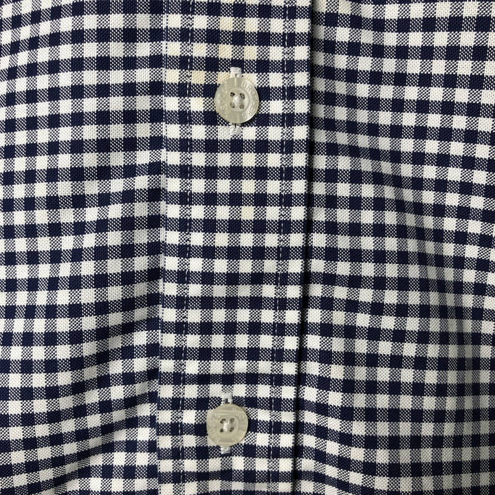 Brooks Brothers Est.1818 Long Sleeve Button-Down Check Shirt, Men's Size M Supima Cotton navy blue type Vintage Second Hand