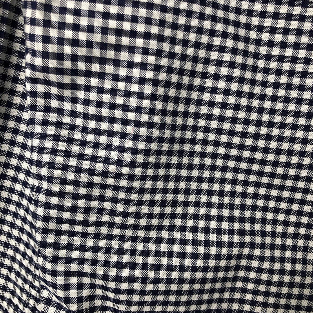 Brooks Brothers Est.1818 Long Sleeve Button-Down Check Shirt, Men's Size M Supima Cotton navy blue type Vintage Second Hand