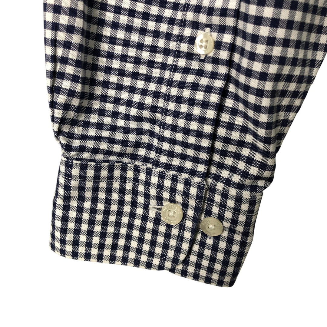 Brooks Brothers Est.1818 Long Sleeve Button-Down Check Shirt, Men's Size M Supima Cotton navy blue type Vintage Second Hand