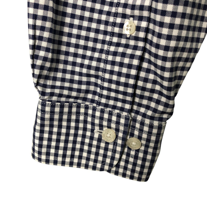Brooks Brothers Est.1818 Long Sleeve Button-Down Check Shirt, Men's Size M Supima Cotton navy blue type Vintage Second Hand