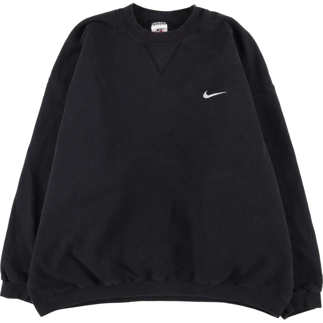 90'S Nike One Point Logo Sweatshirt Trainer Made in USA Men's L Size Vintage cotton black type Vintage Second Hand