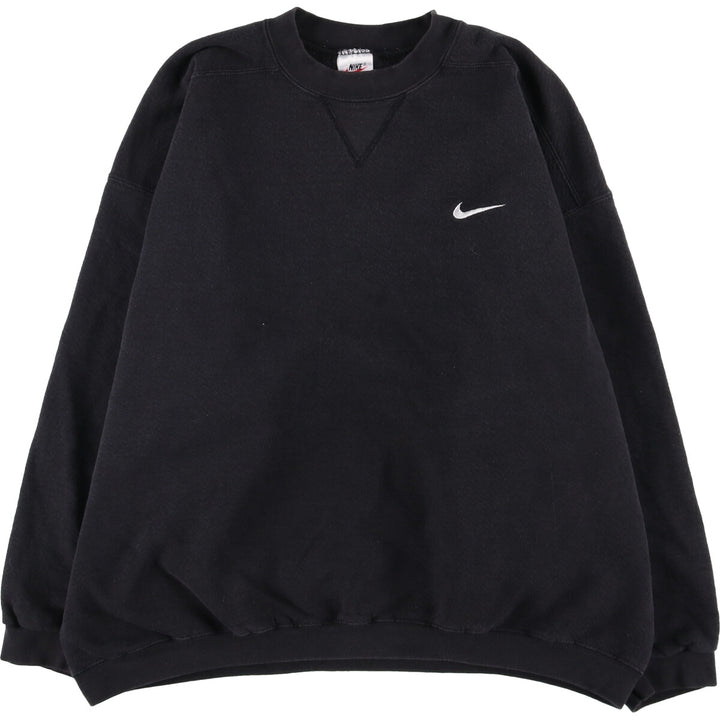 90'S Nike One Point Logo Sweatshirt Trainer Made in USA Men's L Size Vintage cotton black type Vintage Second Hand