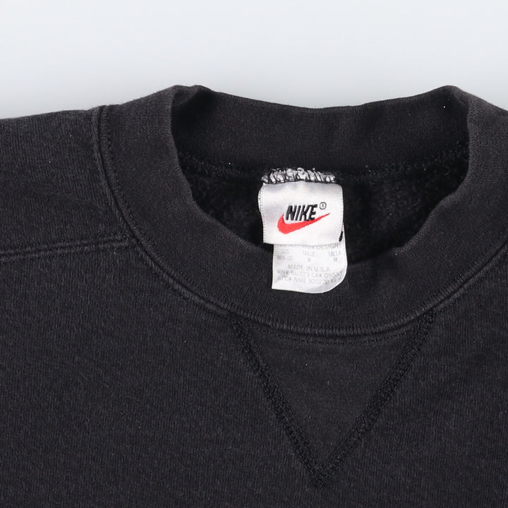 90'S Nike One Point Logo Sweatshirt Trainer Made in USA Men's L Size Vintage cotton black type Vintage Second Hand