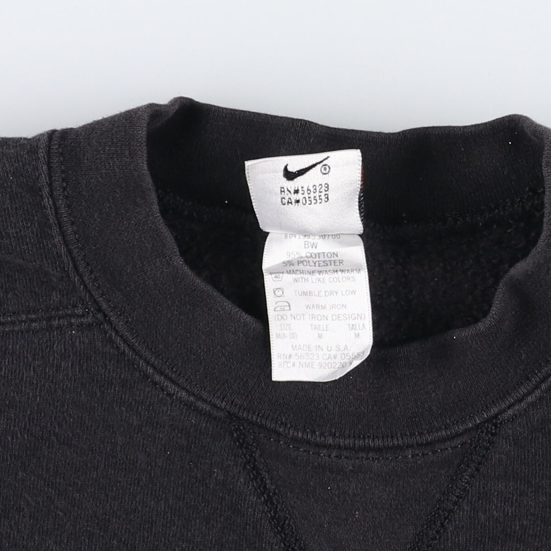 90'S Nike One Point Logo Sweatshirt Trainer Made in USA Men's L Size Vintage cotton black type Vintage Second Hand